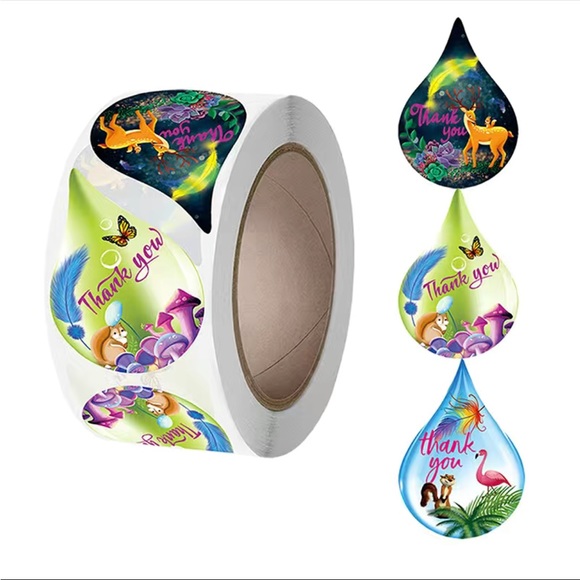 Other - 500 Roll Teardrop Animal Thank You Stickers PRICE IS FIRM
